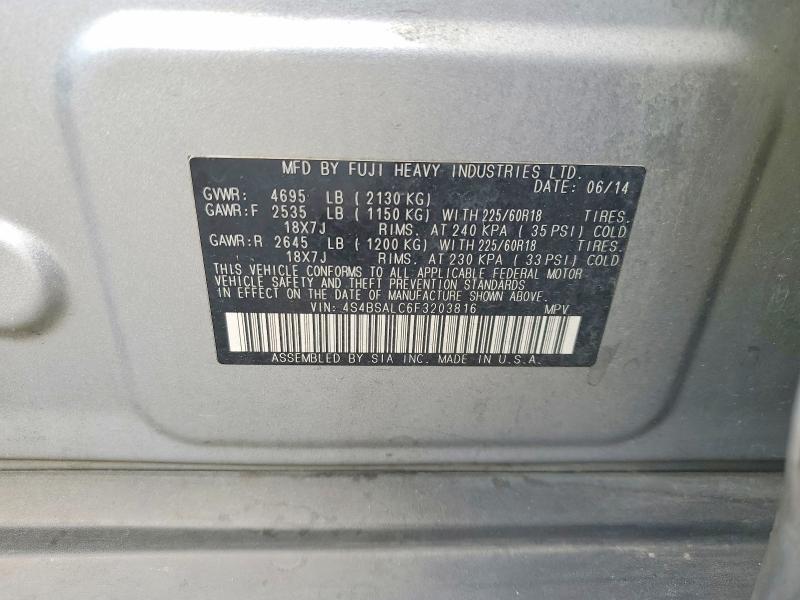 Aukcja sprzedaży 2015 Subaru Outback, vin: 4S4BSALC6F3203816, numer aukcji: 65500216
