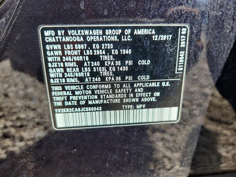 Продаж на аукціоні авто 2018 Volkswagen Atlas, vin: 1V2KR2CA8JC550043, номер лоту: 63961096