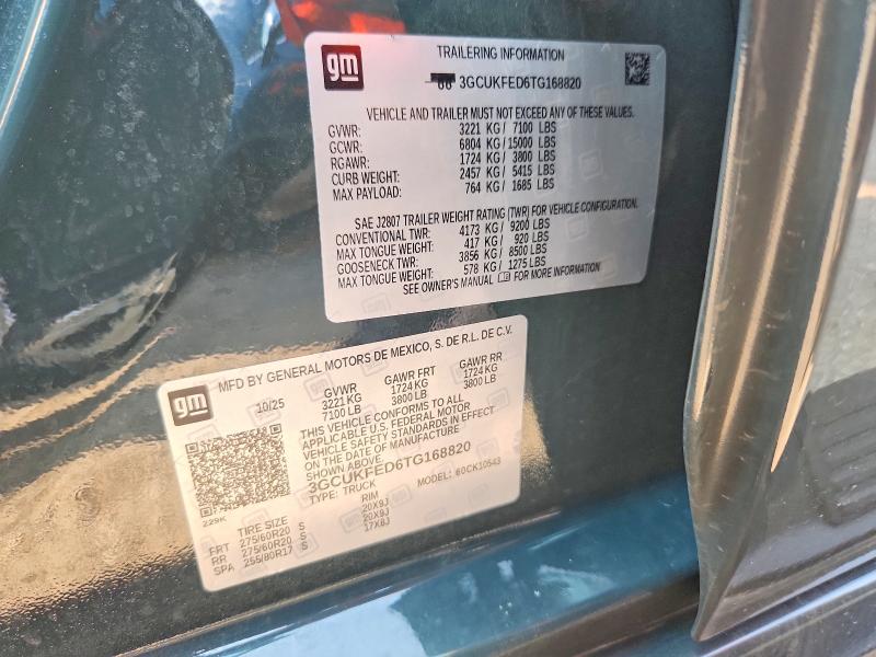 Aukcja sprzedaży 2026 Chevrolet Silverado, vin: 3GCUKFED6TG168820, numer aukcji: 64647386