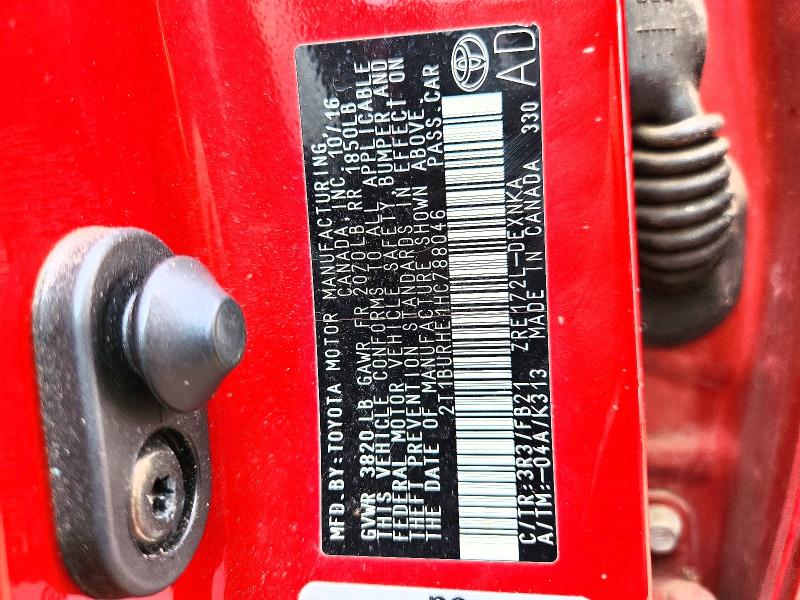 Aukcja sprzedaży 2017 Toyota Corolla, vin: 2T1BURHE1HC788046, numer aukcji: 65572456