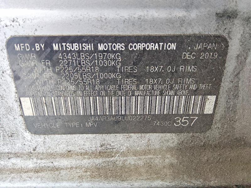 62334056 :رقم المزاد ، JA4AR3AU9LU022275 vin ، 2020 Mitsubishi Outlander Sport مزاد بيع