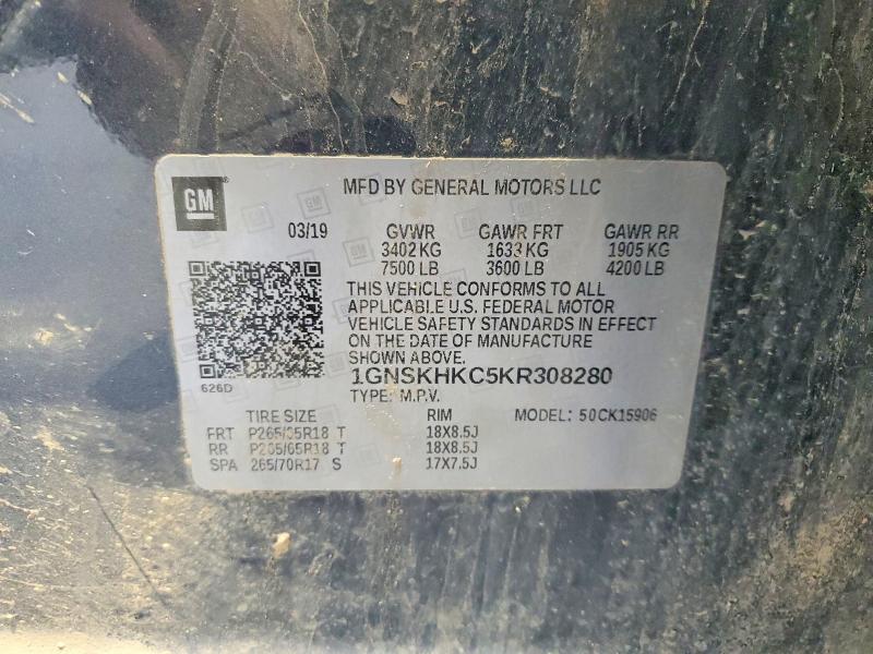 65271406 :رقم المزاد ، 1GNSKHKC5KR308280 vin ، 2019 Chevrolet Suburban مزاد بيع
