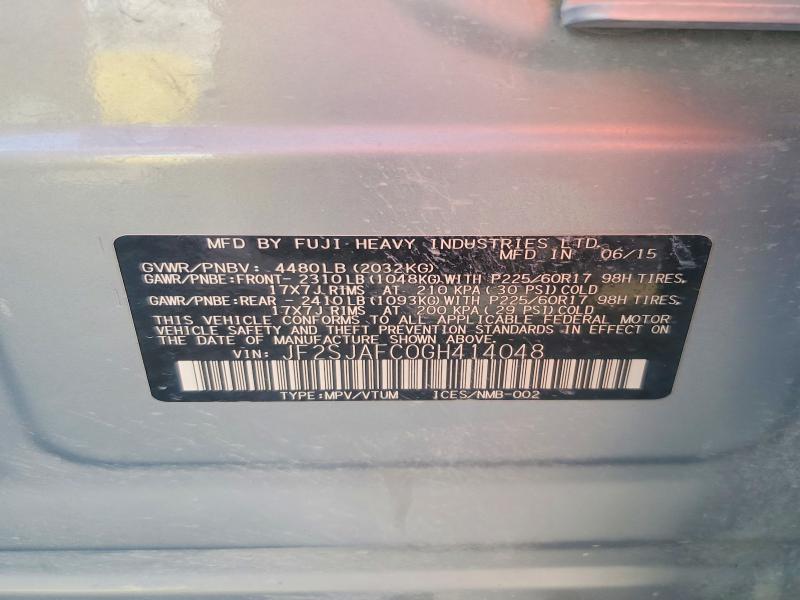 Продаж на аукціоні авто 2016 Subaru Forester, vin: JF2SJAFC0GH414048, номер лоту: 66443426
