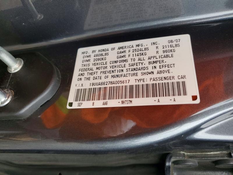 65331646 :رقم المزاد ، 19UUA66278A005617 vin ، 2008 Acura Tl مزاد بيع