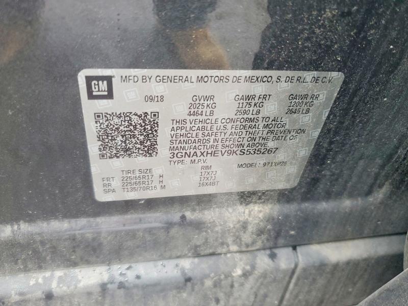 66881326 :رقم المزاد ، 3GNAXHEV9KS535267 vin ، 2019 Chevrolet Equinox مزاد بيع