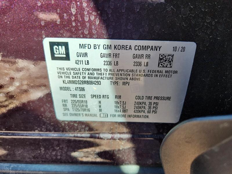 66923766 :رقم المزاد ، KL4MMDS28MB084293 vin ، 2021 Buick Encore Gx مزاد بيع