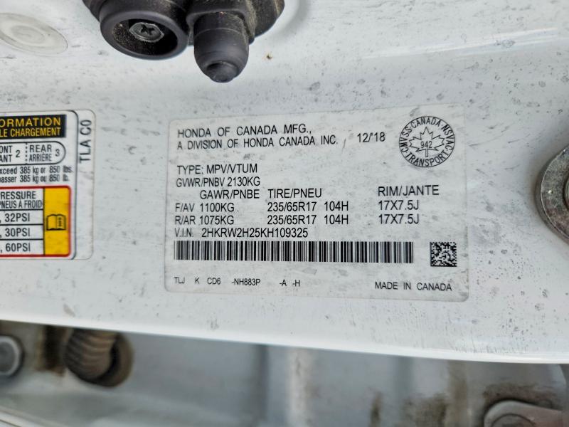 Aukcja sprzedaży 2019 Honda Cr-v, vin: 2HKRW2H25KH109325, numer aukcji: 64751176