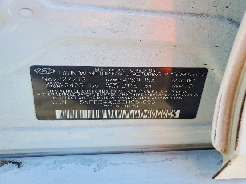 66315846 :رقم المزاد ، 5NPEB4AC5DH651696 vin ، 2013 Hyundai Sonata مزاد بيع