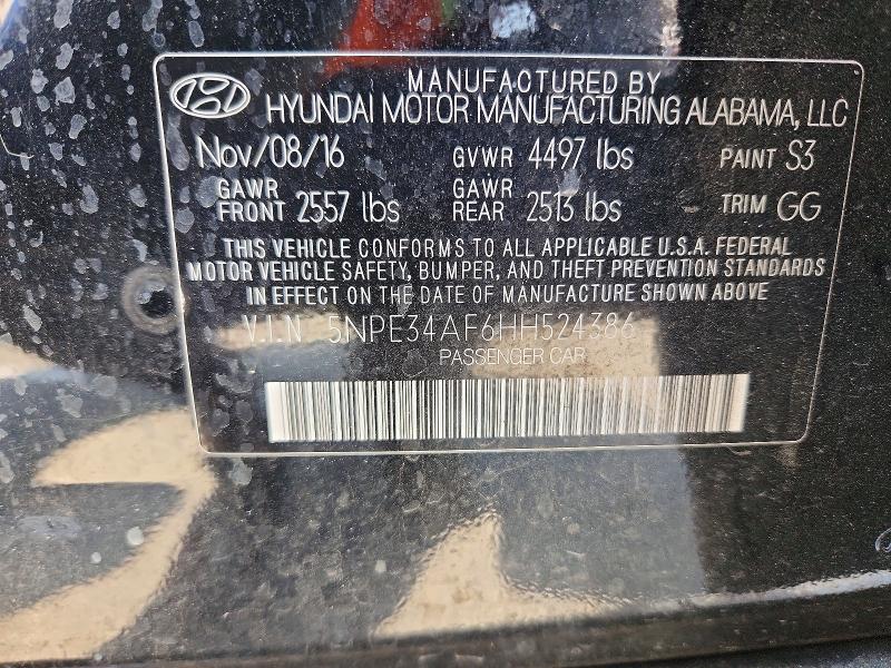Aukcja sprzedaży 2017 Hyundai Sonata, vin: 5NPE34AF6HH524386, numer aukcji: 64748216