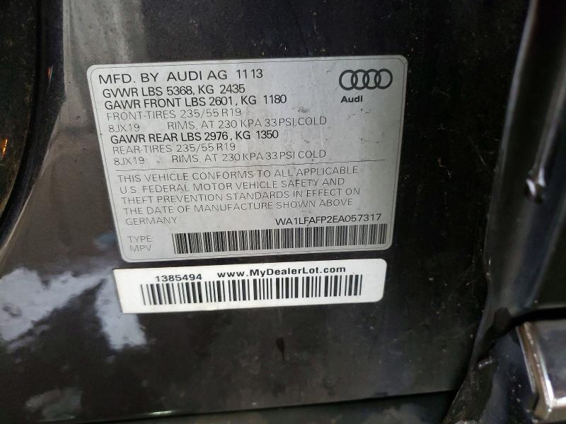 Aukcja sprzedaży 2014 Audi Q5, vin: WA1LFAFP2EA057317, numer aukcji: 66937076