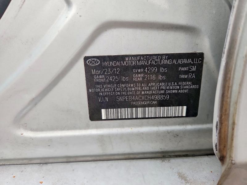 Aukcja sprzedaży 2012 Hyundai Sonata, vin: 5NPEB4ACXCH498859, numer aukcji: 64241746