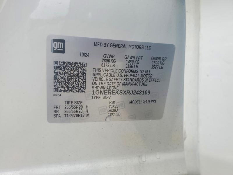 2024 Chevrolet Traverse მანქანა იყიდება აუქციონზე, vin: 1GNEREKSXRJ243109, აუქციონის ნომერი: 63372746