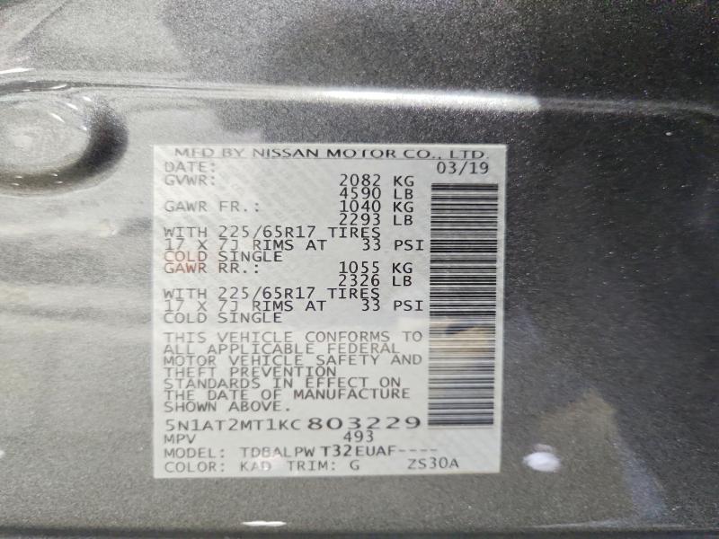 Продаж на аукціоні авто 2019 Nissan Rogue, vin: 5N1AT2MT1KC803229, номер лоту: 65397026