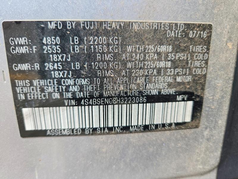 Продажа на аукционе авто 2017 Subaru Outback, vin: 4S4BSENC8H3223086, номер лота: 63751966