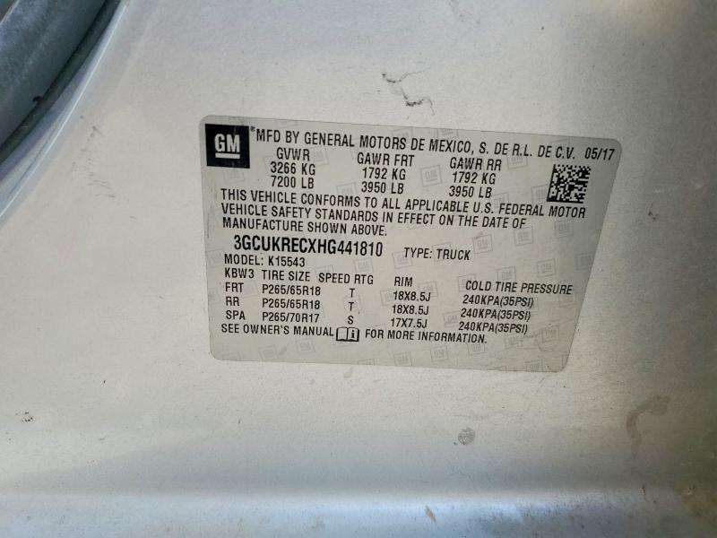 Aukcja sprzedaży 2017 Chevrolet Silverado, vin: 3GCUKRECXHG441810, numer aukcji: 66051066