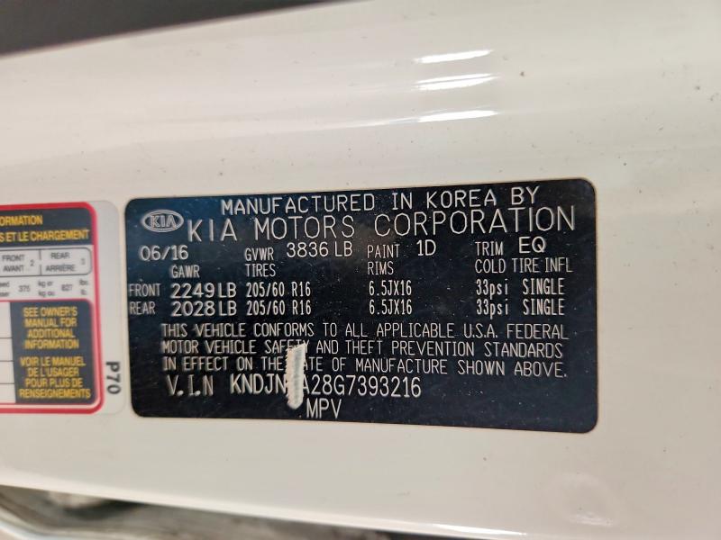2016 Kia Soul მანქანა იყიდება აუქციონზე, vin: KNDJN2A28G7393216, აუქციონის ნომერი: 64223576