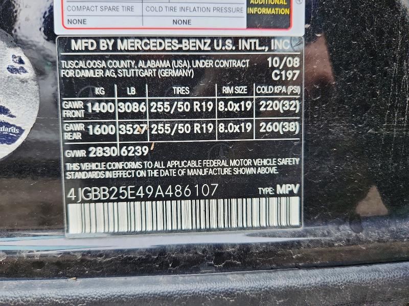 Aukcja sprzedaży 2009 Mercedes-benz Ml, vin: 4JGBB25E49A486107, numer aukcji: 65015456