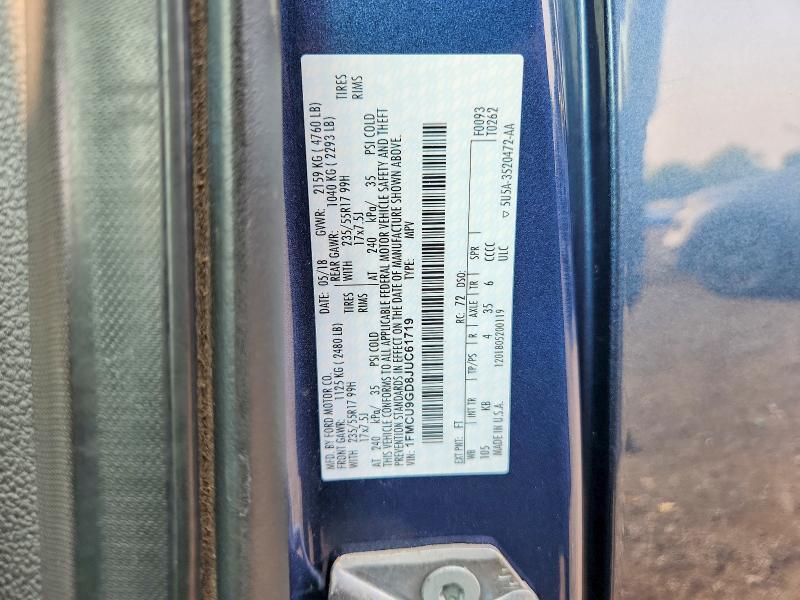 Продаж на аукціоні авто 2018 Ford Escape, vin: 1FMCU9GD8JUC61719, номер лоту: 64784196