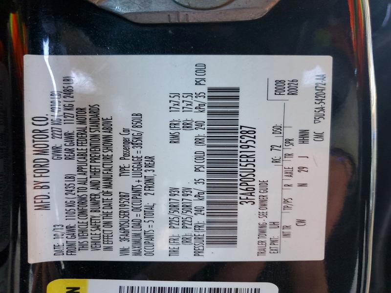 2014 Ford Fusion მანქანა იყიდება აუქციონზე, vin: 3FA6P0SU5ER195287, აუქციონის ნომერი: 65628016