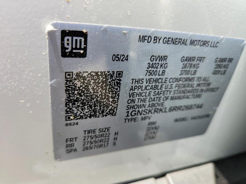 65696306 :رقم المزاد ، 1GNSKRKL6RR268744 vin ، 2024 Chevrolet Tahoe مزاد بيع