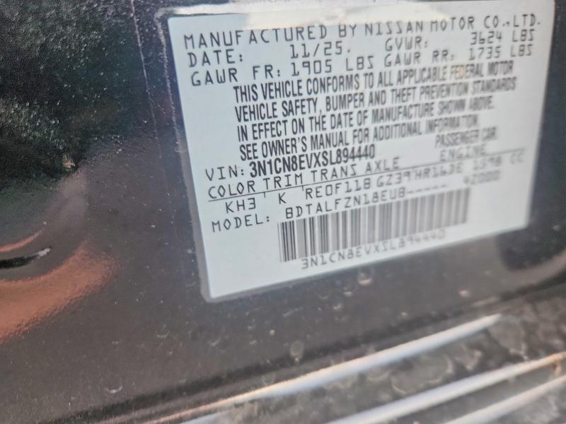 Продаж на аукціоні авто 2025 Nissan Versa, vin: 3N1CN8EVXSL894440, номер лоту: 66349286