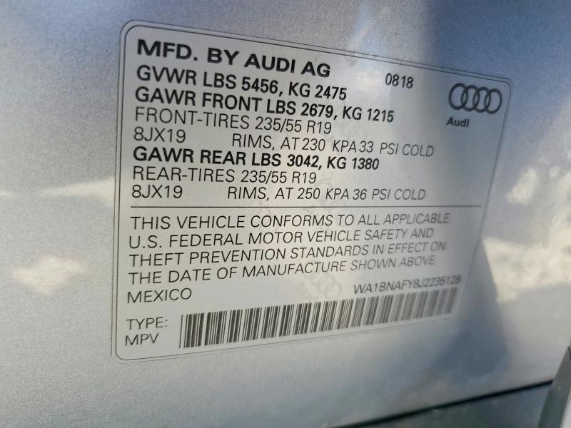 Aukcja sprzedaży 2018 Audi Q5, vin: WA1BNAFY8J2235128, numer aukcji: 66446066