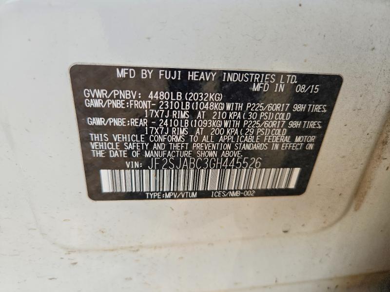 Продажа на аукционе авто 2016 Subaru Forester, vin: JF2SJABC3GH445526, номер лота: 65118506
