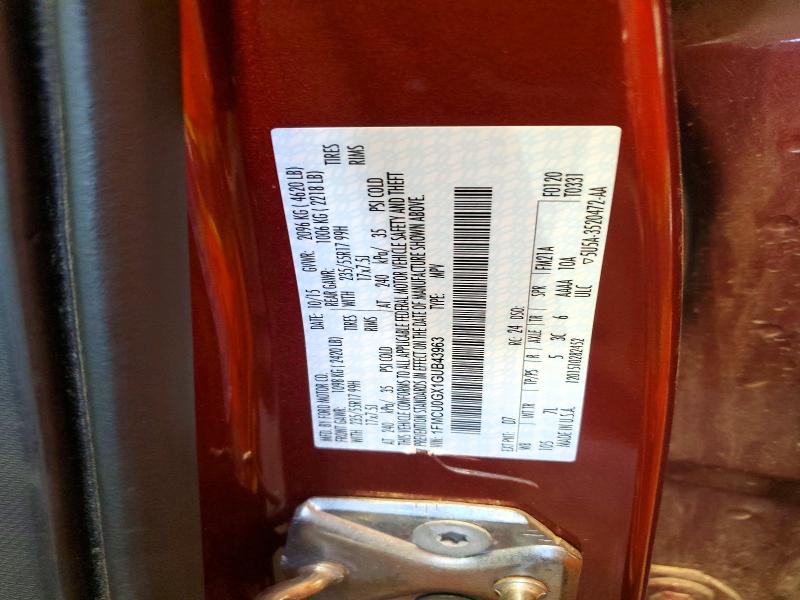 Aukcja sprzedaży 2016 Ford Escape, vin: 1FMCU0GX1GUB43963, numer aukcji: 65039536