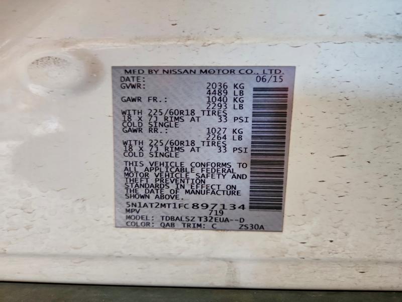65878826 :رقم المزاد ، 5N1AT2MT1FC897134 vin ، 2015 Nissan Rogue مزاد بيع