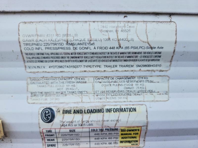 Продажа на аукционе авто 2010 Keystone Summerland, vin: 4YDT29827A3150377, номер лота: 64736166