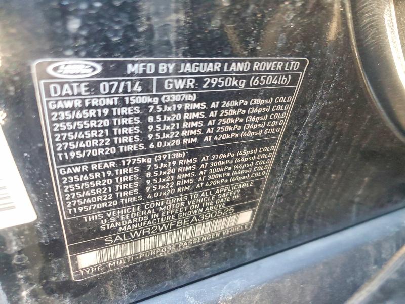 Aukcja sprzedaży 2014 Land Rover Range Rover Sport, vin: SALWR2WF8EA390525, numer aukcji: 65450346