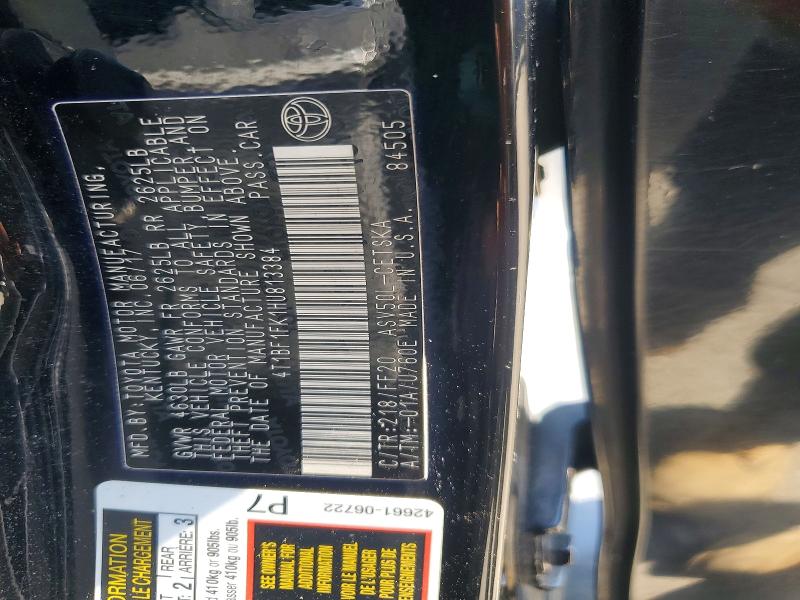 2017 Toyota Camry მანქანა იყიდება აუქციონზე, vin: 4T1BF1FK1HU813384, აუქციონის ნომერი: 65997486