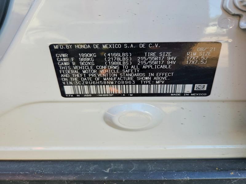 Продажа на аукционе авто 2022 Honda Hr-v, vin: 3CZRU6H58NM708963, номер лота: 65773676