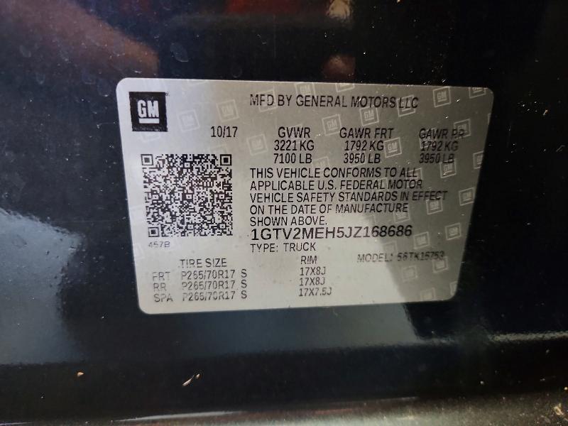 66364396 :رقم المزاد ، 1GTV2MEH5JZ168686 vin ، 2018 Gmc Sierra مزاد بيع