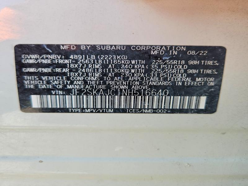 Продажа на аукционе авто 2022 Subaru Forester, vin: JF2SKAJC1NH516640, номер лота: 66766386