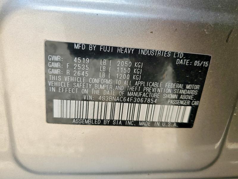 Продажа на аукционе авто 2015 Subaru Legacy, vin: 4S3BNAC64F3067854, номер лота: 63966006