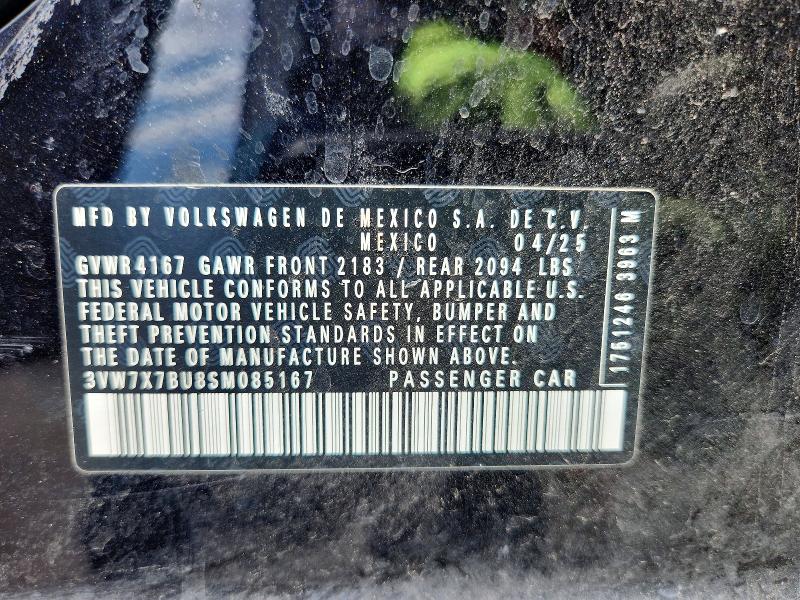 2025 Volkswagen Jetta მანქანა იყიდება აუქციონზე, vin: 3VW7X7BU8SM085167, აუქციონის ნომერი: 66368426