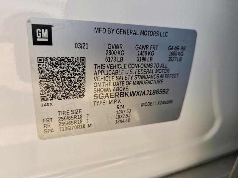 Aukcja sprzedaży 2021 Buick Enclave, vin: 5GAERBKWXMJ186592, numer aukcji: 66741146