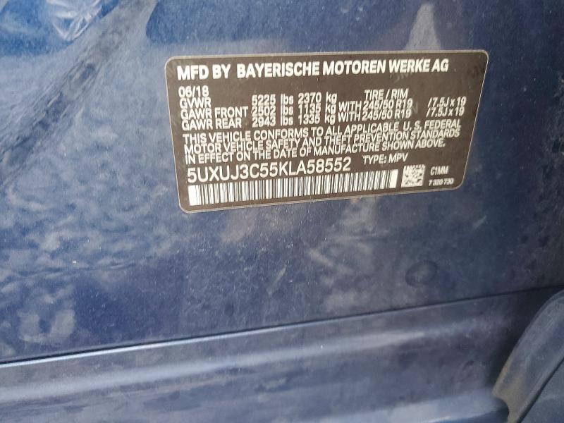 64556356 :رقم المزاد ، 5UXUJ3C55KLA58552 vin ، 2019 Bmw X4 مزاد بيع