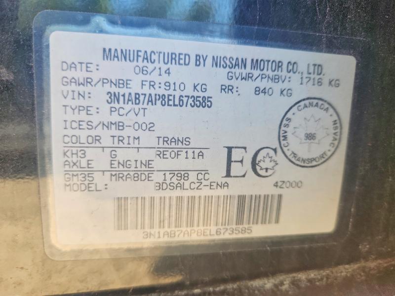 Aukcja sprzedaży 2014 Nissan Sentra, vin: 3N1AB7AP8EL673585, numer aukcji: 65443806