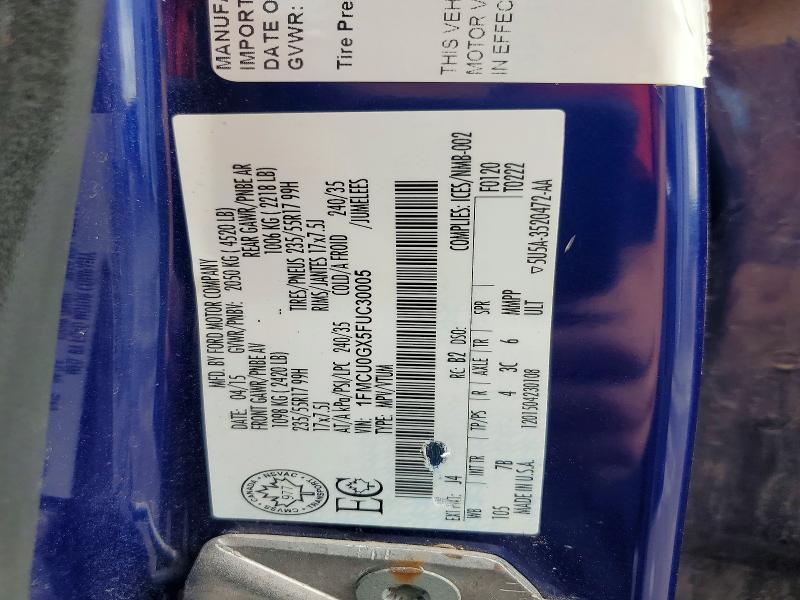 65212586 :رقم المزاد ، 1FMCU0GX5FUC30005 vin ، 2015 Ford Escape مزاد بيع