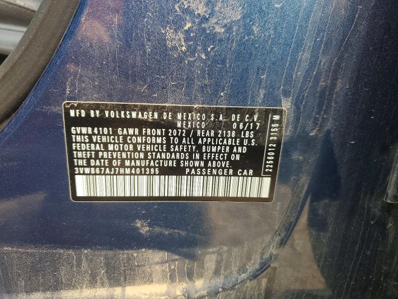 Aukcja sprzedaży 2017 Volkswagen Jetta, vin: 3VWB67AJ7HM401395, numer aukcji: 64887216