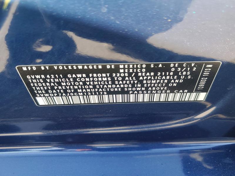 66794676 :رقم المزاد ، 3VWDP7AJ0CM131179 vin ، 2012 Volkswagen Jetta مزاد بيع