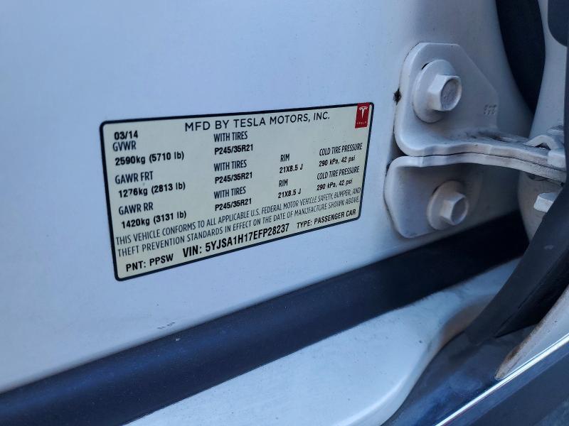 63859626 :رقم المزاد ، 5YJSA1H17EFP28237 vin ، 2014 Tesla Model S مزاد بيع