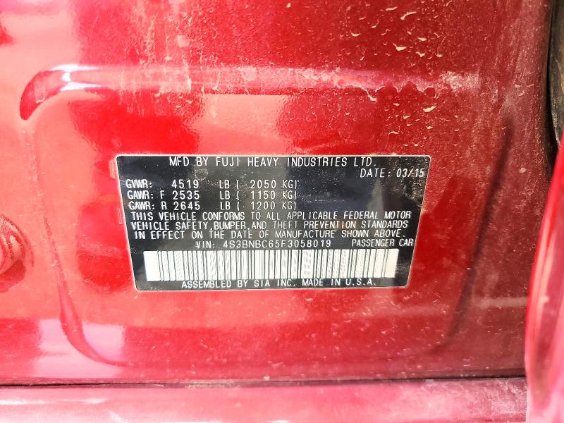 Aukcja sprzedaży 2015 Subaru Legacy, vin: 4S3BNBC65F3058019, numer aukcji: 64106436