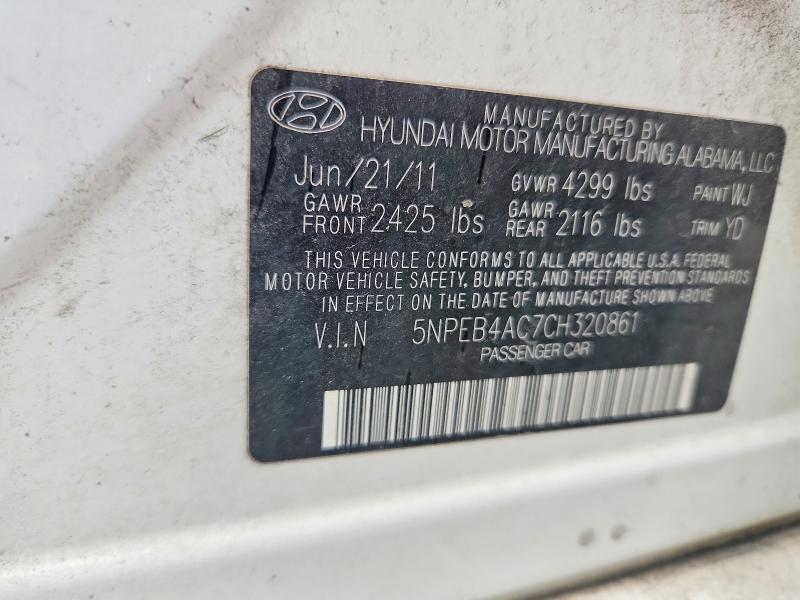 Aukcja sprzedaży 2012 Hyundai Sonata, vin: 5NPEB4AC7CH320861, numer aukcji: 60783506