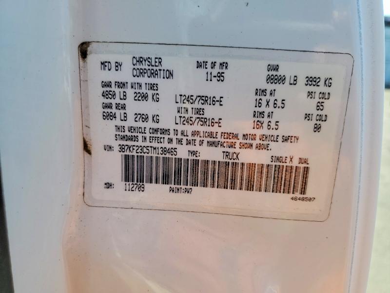 Продажа на аукционе авто 1996 Dodge Ram 2500, vin: 3B7KF23C5TM138465, номер лота: 65865226