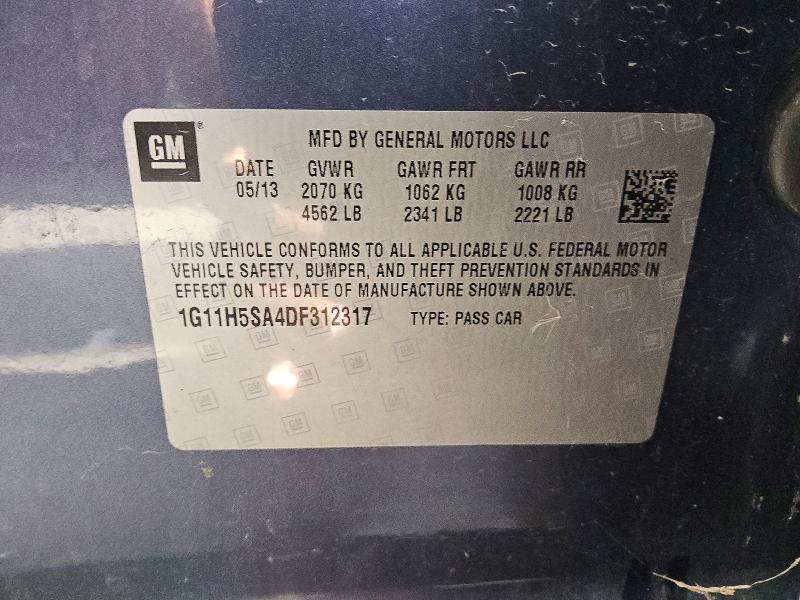 64174796 :رقم المزاد ، 1G11H5SA4DF312317 vin ، 2013 Chevrolet Malibu مزاد بيع