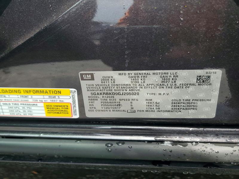 Aukcja sprzedaży 2016 Buick Enclave, vin: 5GAKRBKD9GJ295020, numer aukcji: 64830036