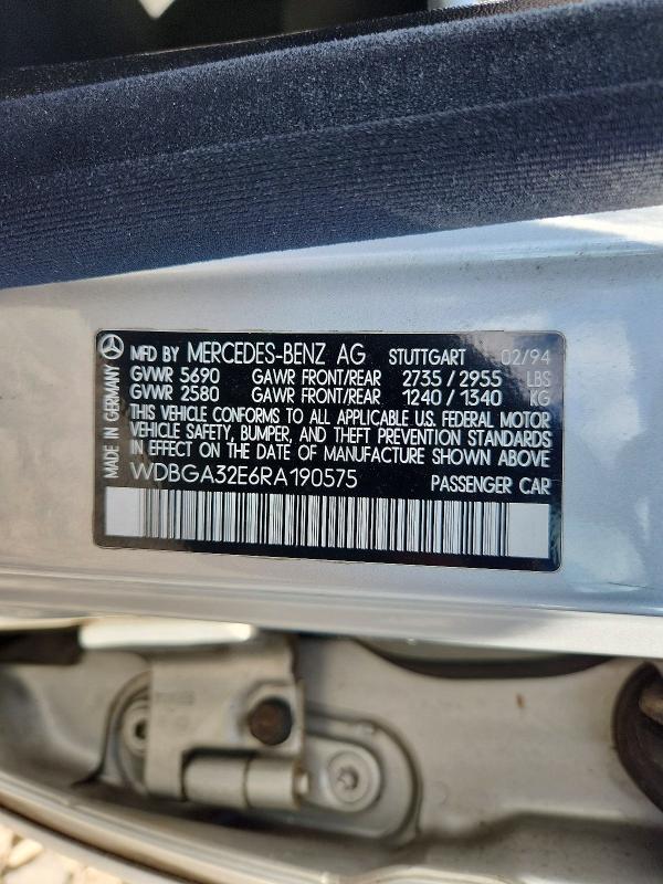 Продаж на аукціоні авто 1994 Mercedes-benz S, vin: WDBGA32E6RA190575, номер лоту: 65382356